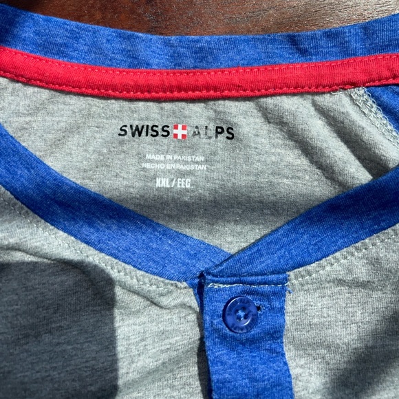 Swiss Alps Blue and Gray Henley Shirt, Men’s Size XXL - Picture 4 of 6